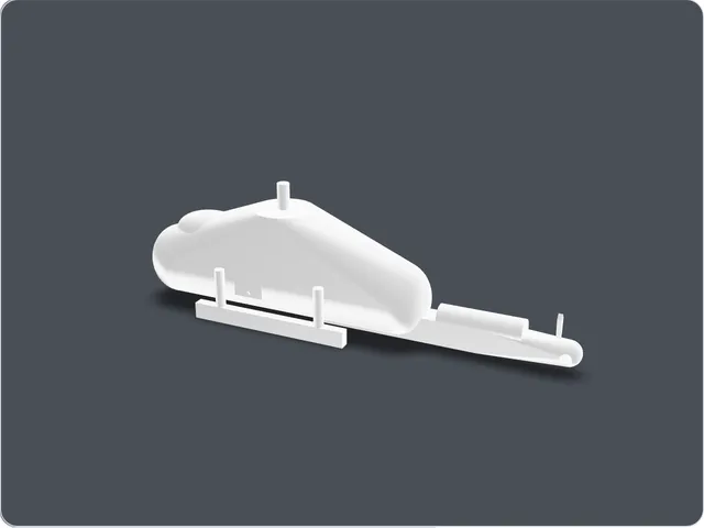 A 3D render shows a helicopter model with a rotor and tail boom.